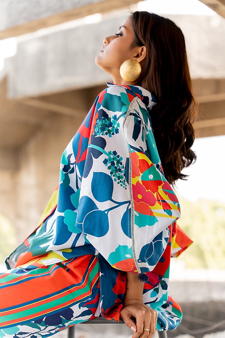 Multi-Colored Cotto Satin Co-Ord Set by Pooja & Keyur at Pernia's Pop Up Shop