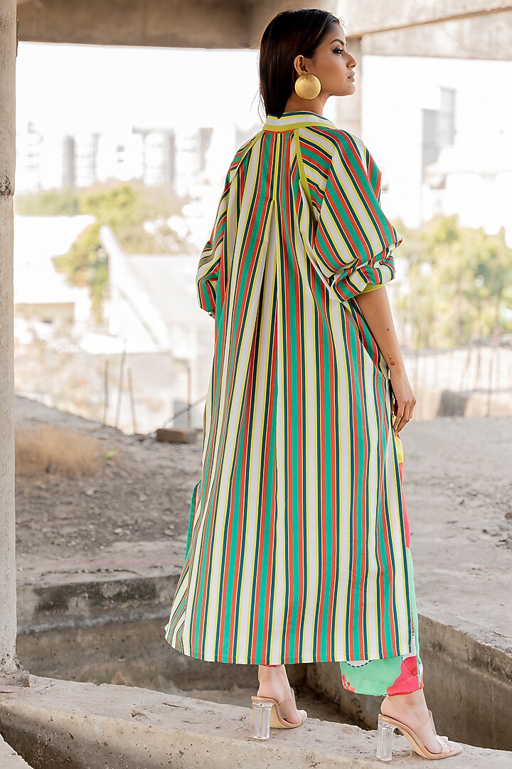 Multi-Colored Cotton Satin Pant Set by Pooja & Keyur at Pernia's Pop Up Shop