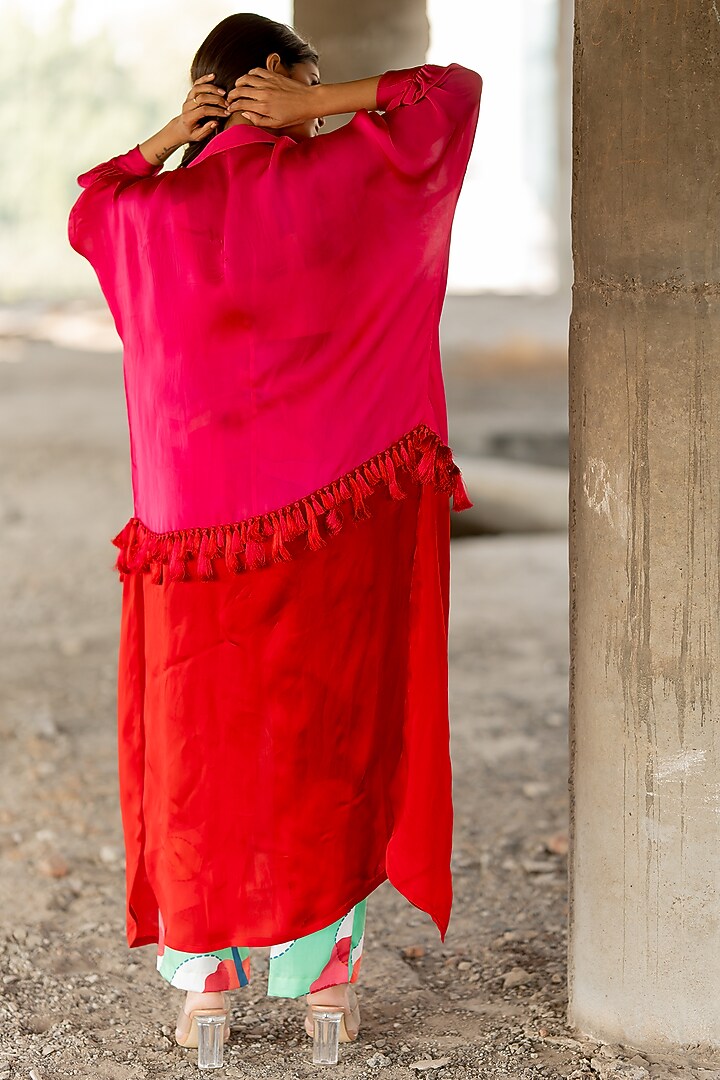 Pink & Red Satin Overlay Jacket by Pooja & Keyur at Pernia's Pop Up Shop
