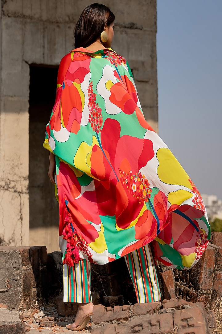 Multi-Colored Satin & Cotton Satin Co-Ord Set by Pooja & Keyur at Pernia's Pop Up Shop