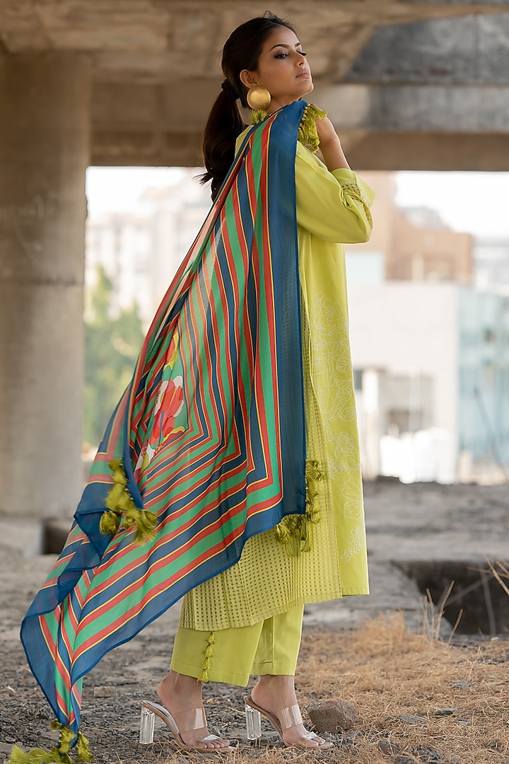 Blue Voile Silk Scarf by Pooja & Keyur at Pernia's Pop Up Shop
