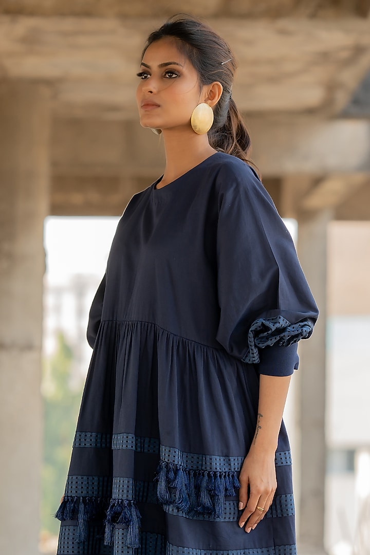 Blue Cotton Satin Co-Ord Set by Pooja & Keyur at Pernia's Pop Up Shop