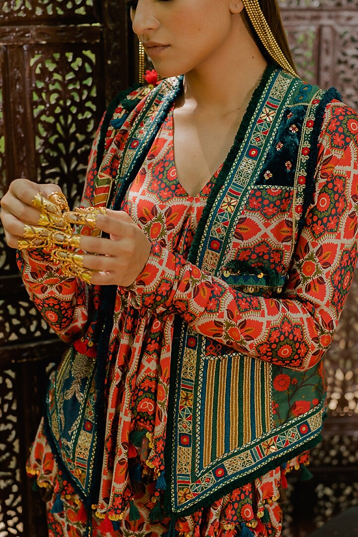 Multi-Colored Cotton Silk & Velvet Patchwork Jacket by Pooja & Keyur at Pernia's Pop Up Shop