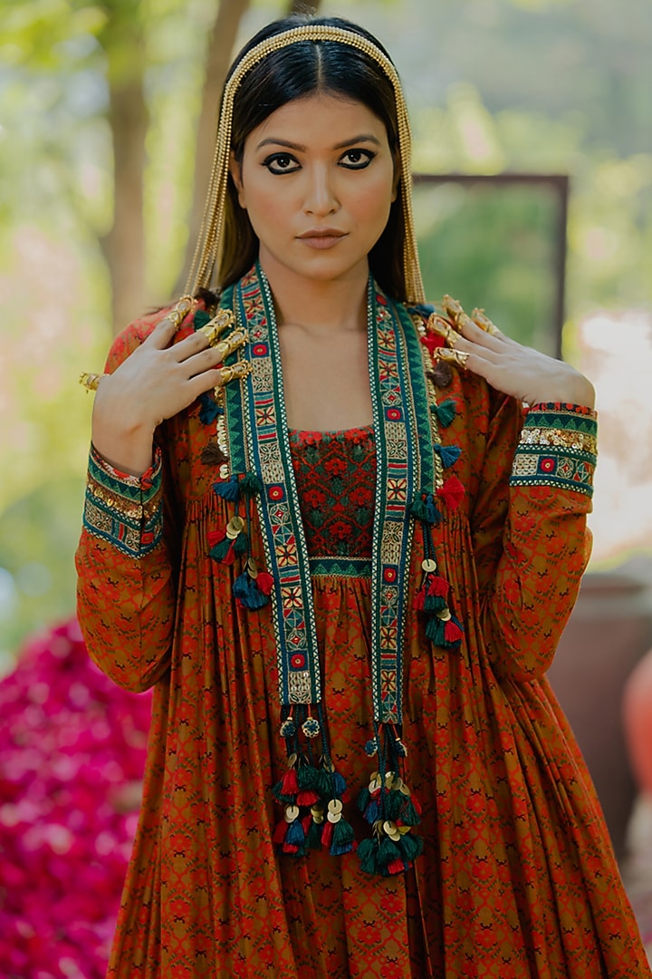 Mustard Cotton Silk Printed & Embroidered Jacket by Pooja & Keyur at Pernia's Pop Up Shop