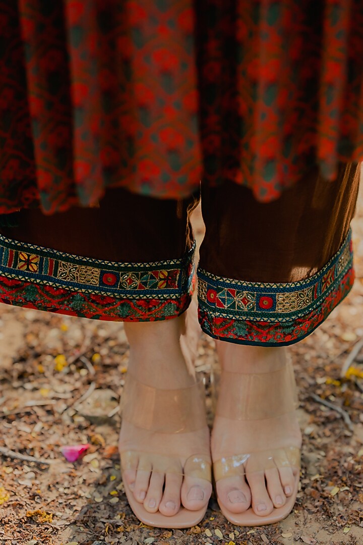 Multi-Colored Chiffon Printed Gathered Kurta Set by Pooja & Keyur at Pernia's Pop Up Shop