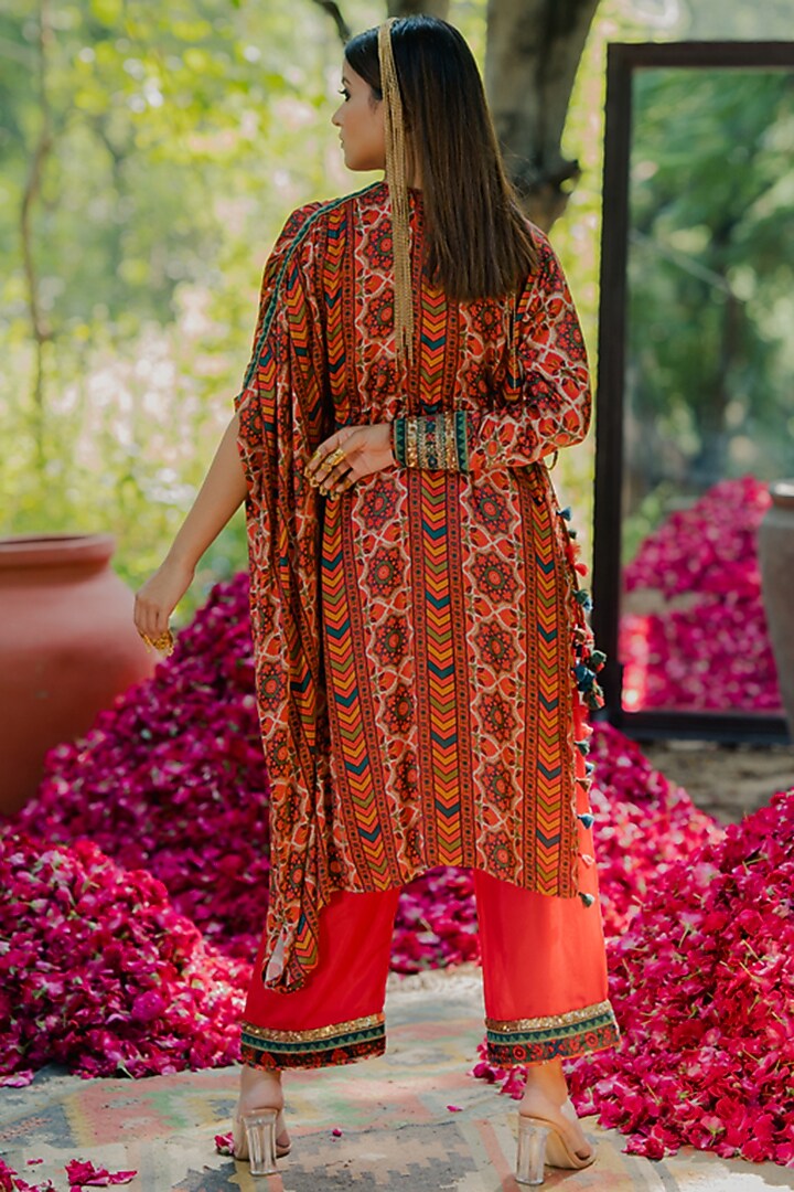 Multi-Colored Cotton Silk Printed Kaftan Set by Pooja & Keyur at Pernia's Pop Up Shop