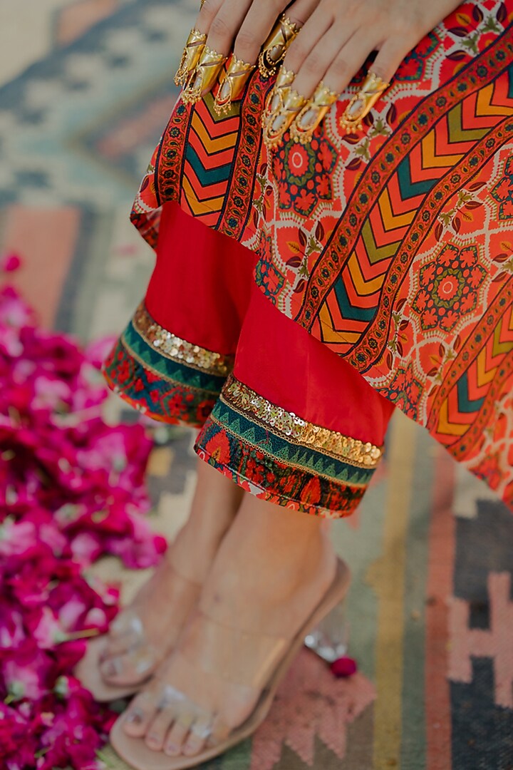 Multi-Colored Cotton Silk Printed Kaftan Set by Pooja & Keyur at Pernia's Pop Up Shop