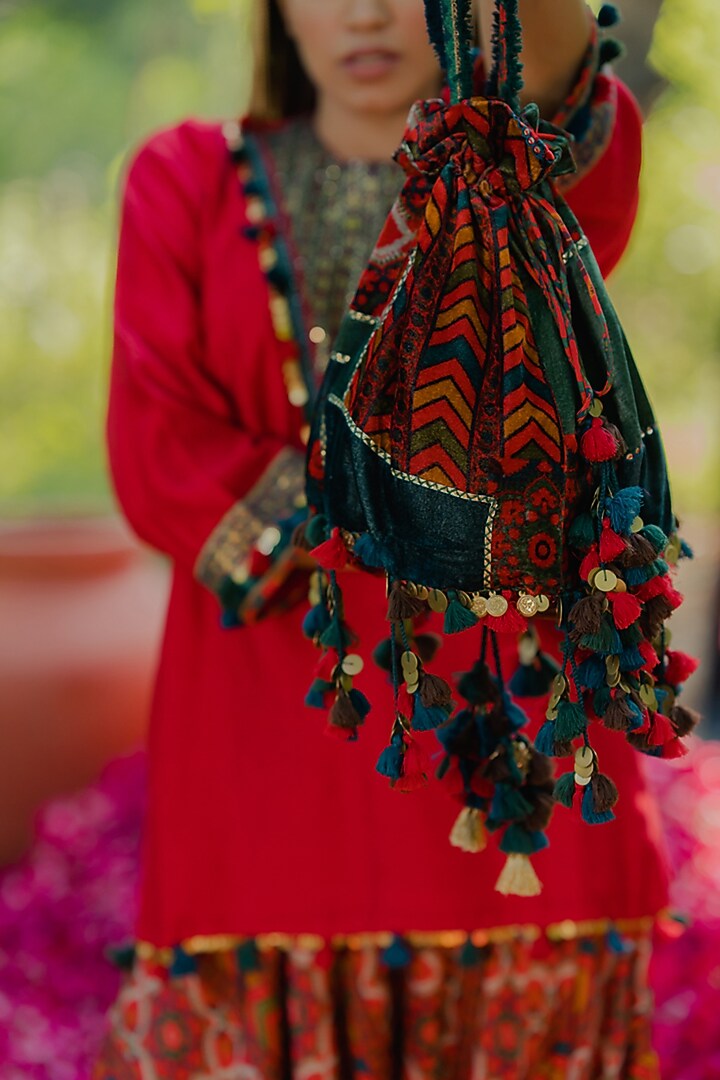 Multi-Colored Cotton Satin Printed Dhoti Set by Pooja & Keyur at Pernia's Pop Up Shop