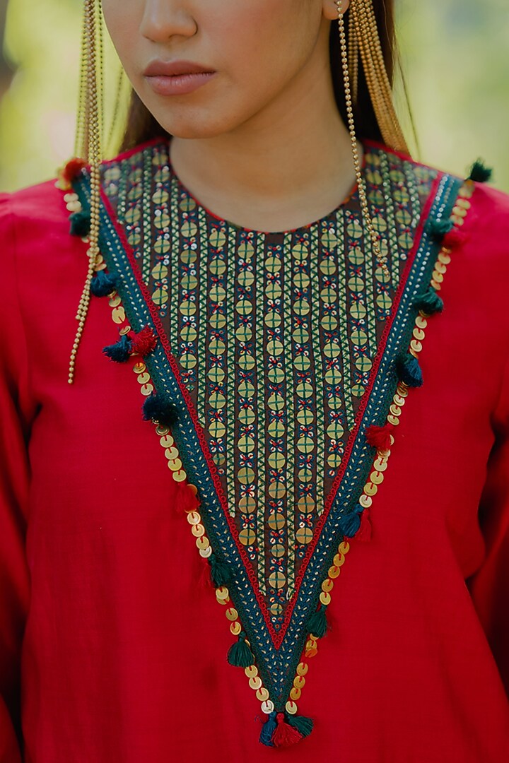 Multi-Colored Cotton Satin Printed Dhoti Set by Pooja & Keyur at Pernia's Pop Up Shop