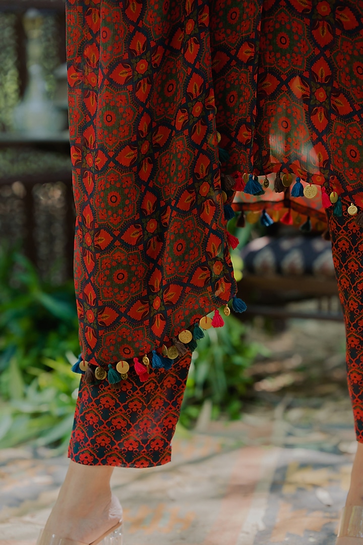 Brown Chiffon & Cotton Silk Printed Co-Ord Set by Pooja & Keyur at Pernia's Pop Up Shop