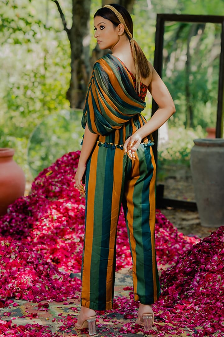 Multi-Colored Chiffon Printed Co-Ord Set by Pooja & Keyur at Pernia's Pop Up Shop