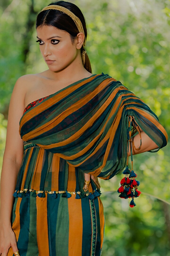 Multi-Colored Chiffon Printed Co-Ord Set by Pooja & Keyur at Pernia's Pop Up Shop