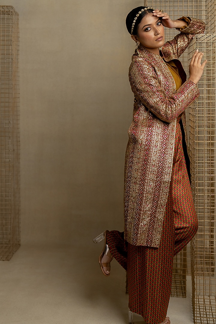 Multi-Colored Cotton Satin Silk Embroidered Jacket by Pooja & Keyur at Pernia's Pop Up Shop