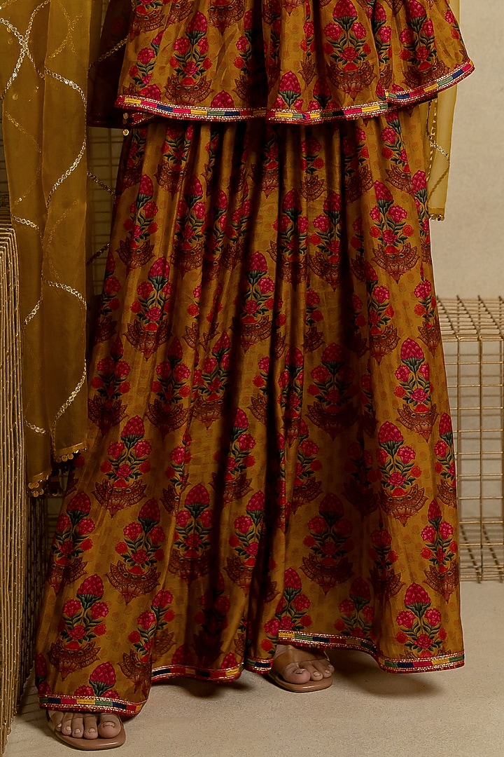 Mustard Cotton Silk Wedding Sharara Set by Pooja & Keyur at Pernia's Pop Up Shop
