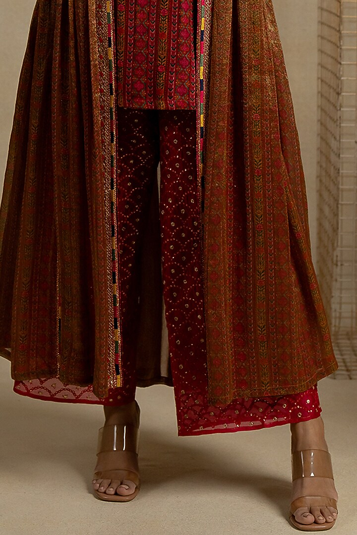 Brown Tissue Aari Embroidered Overlay by Pooja & Keyur at Pernia's Pop Up Shop