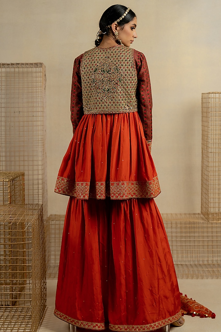 Brown Cotton Silk Aari Embroidered Jacket by Pooja & Keyur at Pernia's Pop Up Shop