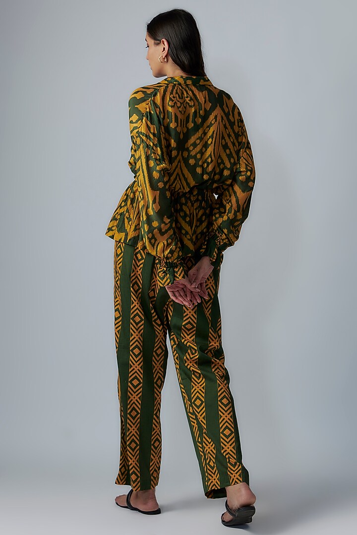 Olive Green Cotton Silk Digital Printed Co-Ord Set by Pooja & Keyur at Pernia's Pop Up Shop