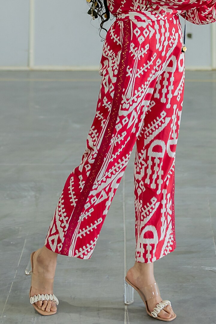 Red Cotton Silk Embroidered Co-Ord Set by Pooja & Keyur at Pernia's Pop Up Shop