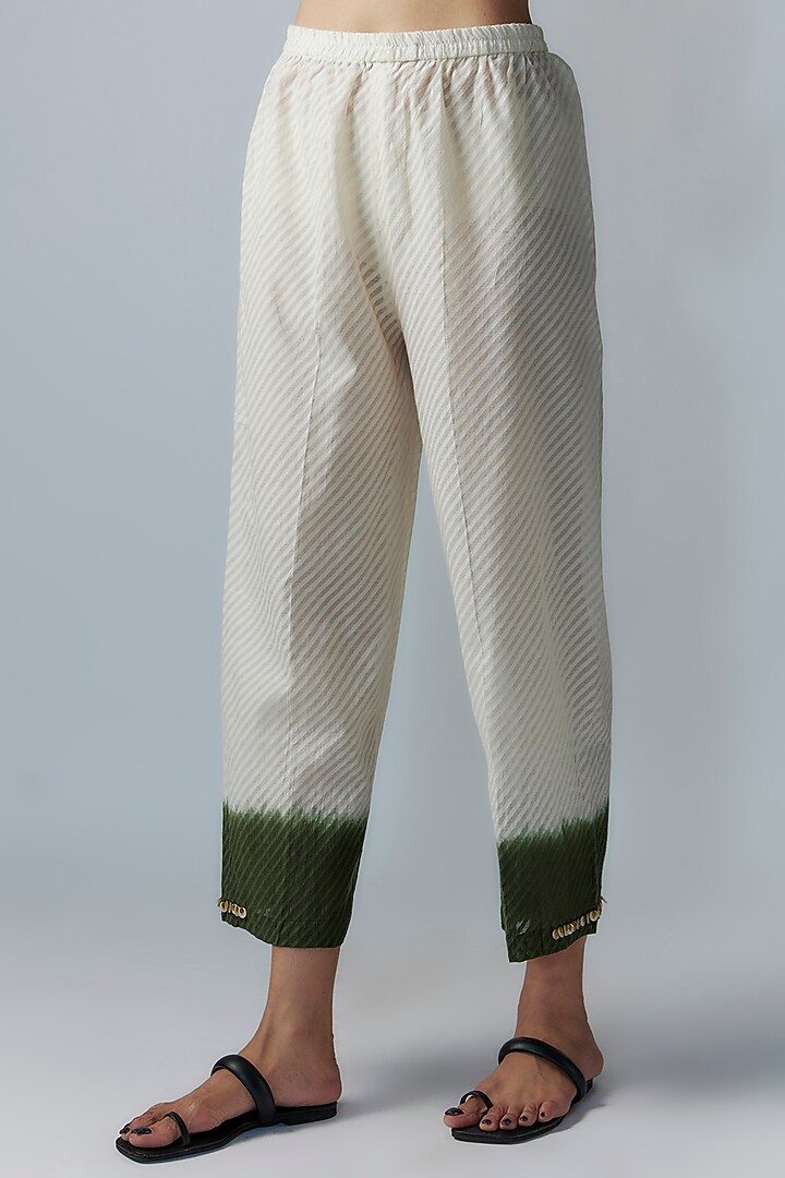 Olive Green Cotton Silk Digital Printed Kurta Set by Pooja & Keyur at Pernia's Pop Up Shop