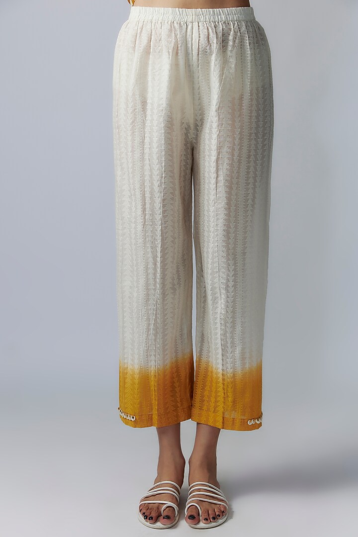 Mustard Cotton Silk Digital Printed Kaftan Set by Pooja & Keyur at Pernia's Pop Up Shop