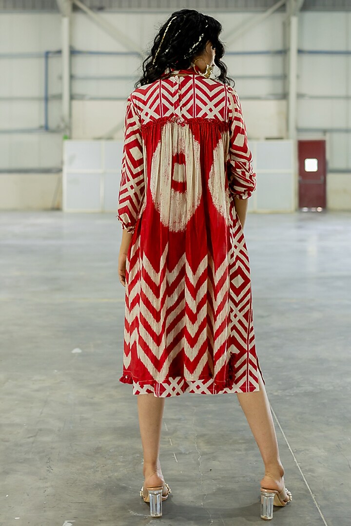 Brick Cotton Silk & Cotton Satin Midi Vacation Dress by Pooja & Keyur at Pernia's Pop Up Shop