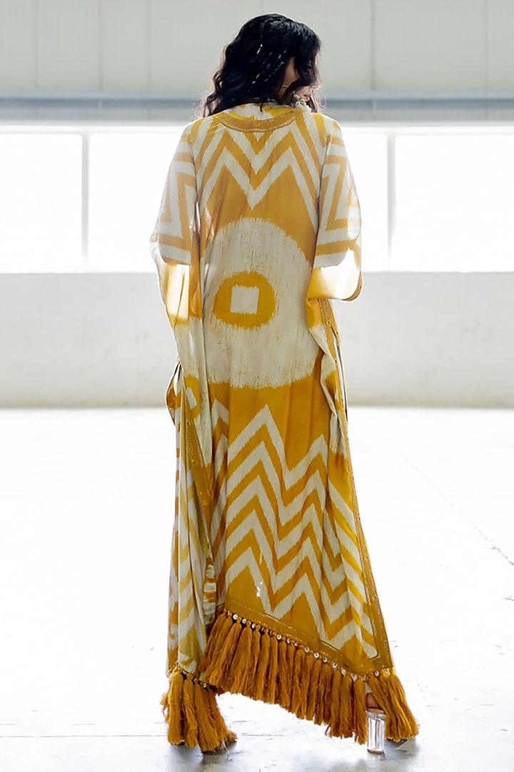 Mustard Cotton Silk Embroidered Co-Ord Set by Pooja & Keyur at Pernia's Pop Up Shop