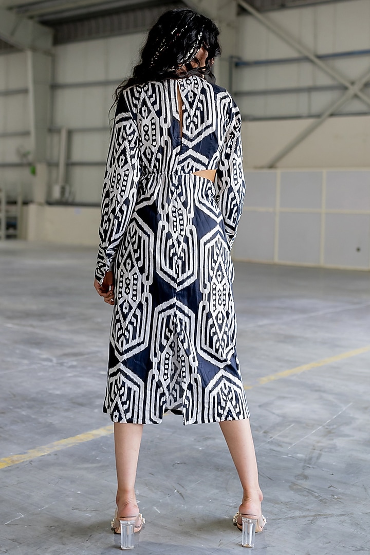 Black Cotton Satin Midi Vacation Dress by Pooja & Keyur at Pernia's Pop Up Shop