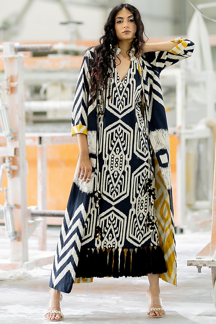 Black Cotton Satin Overlay Jacket by Pooja & Keyur at Pernia's Pop Up Shop