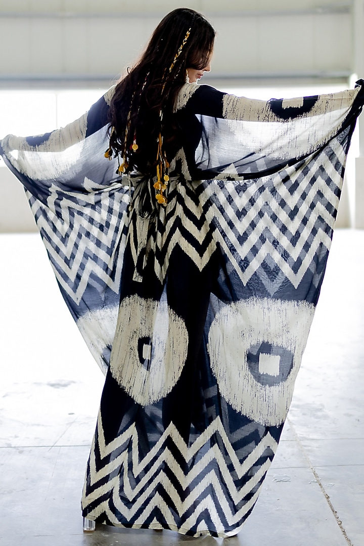 Black Cotton Silk Kaftan Vacation Dress by Pooja & Keyur at Pernia's Pop Up Shop