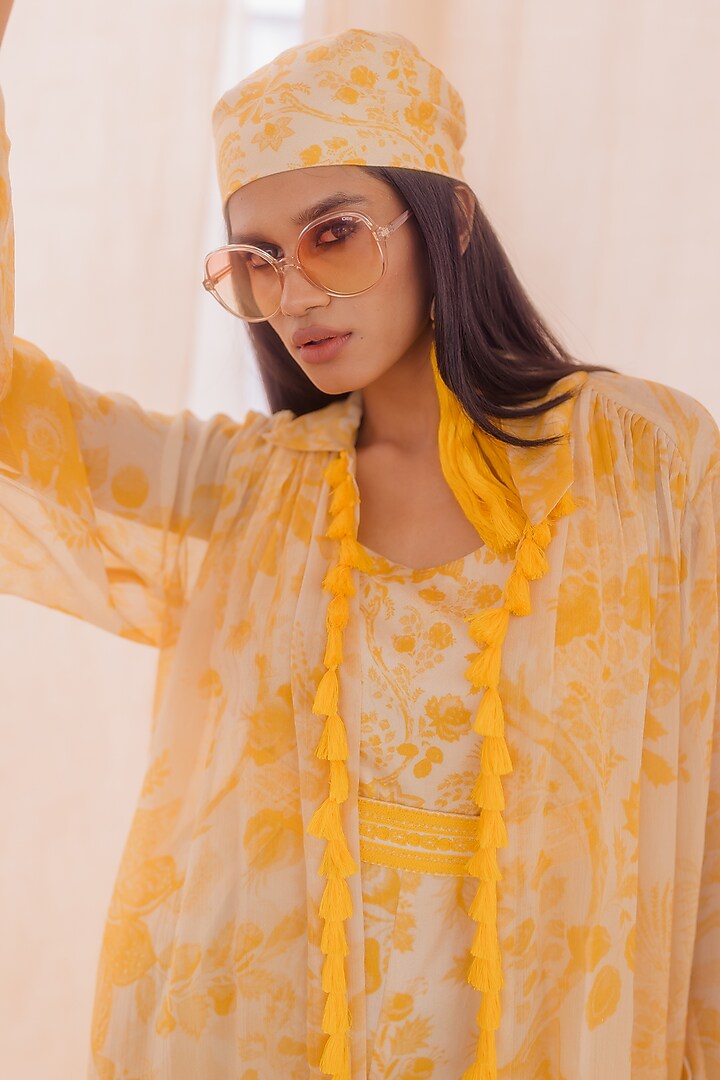 Yellow Printed Jumpsuit by Pooja & Keyur at Pernia's Pop Up Shop