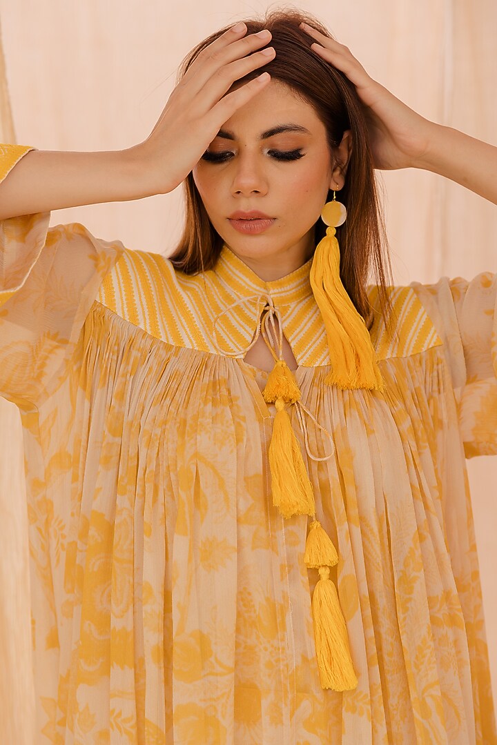 Yellow Embroidered Wedding Anarkali Set by Pooja & Keyur at Pernia's Pop Up Shop