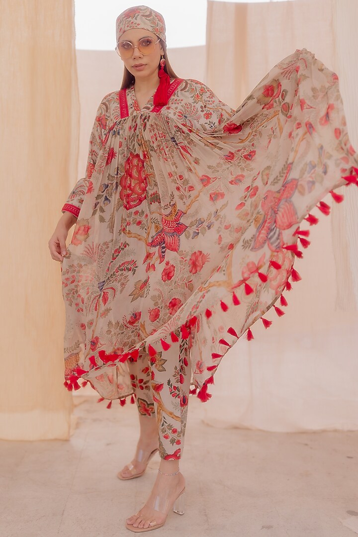 Multi-Colored Printed Party Wear Anarkali Set by Pooja & Keyur at Pernia's Pop Up Shop