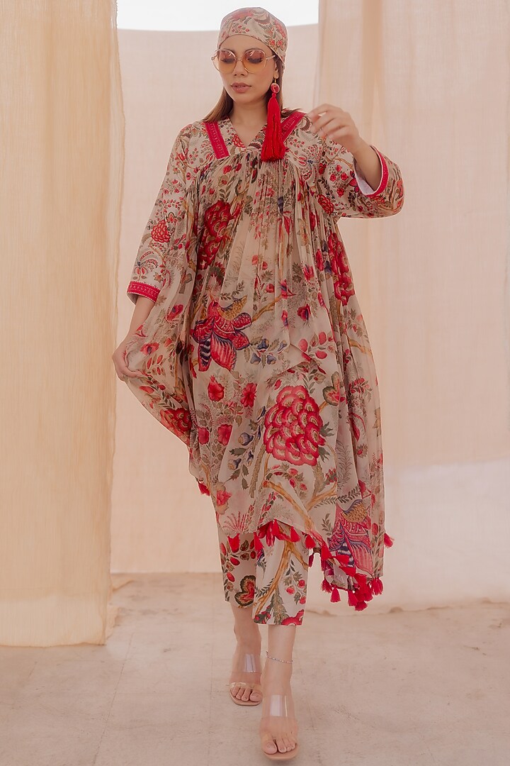 Multi-Colored Printed Party Wear Anarkali Set by Pooja & Keyur at Pernia's Pop Up Shop