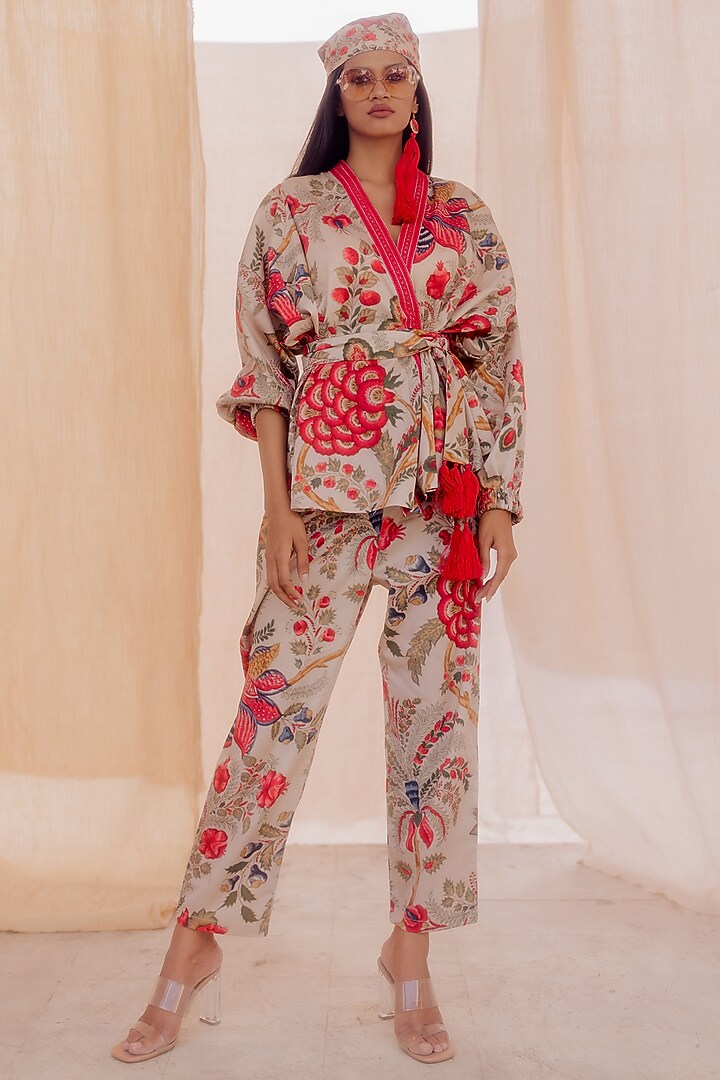 Multi-Colored Cotton Satin Printed Co-ord Set by Pooja & Keyur at Pernia's Pop Up Shop