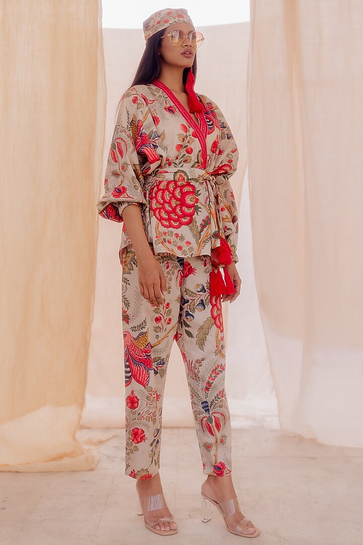 Multi-Colored Cotton Satin Printed Co-ord Set by Pooja & Keyur at Pernia's Pop Up Shop