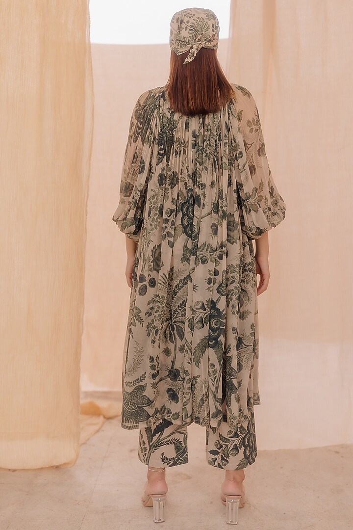 Green Printed Party Wear Anarkali Set by Pooja & Keyur at Pernia's Pop Up Shop