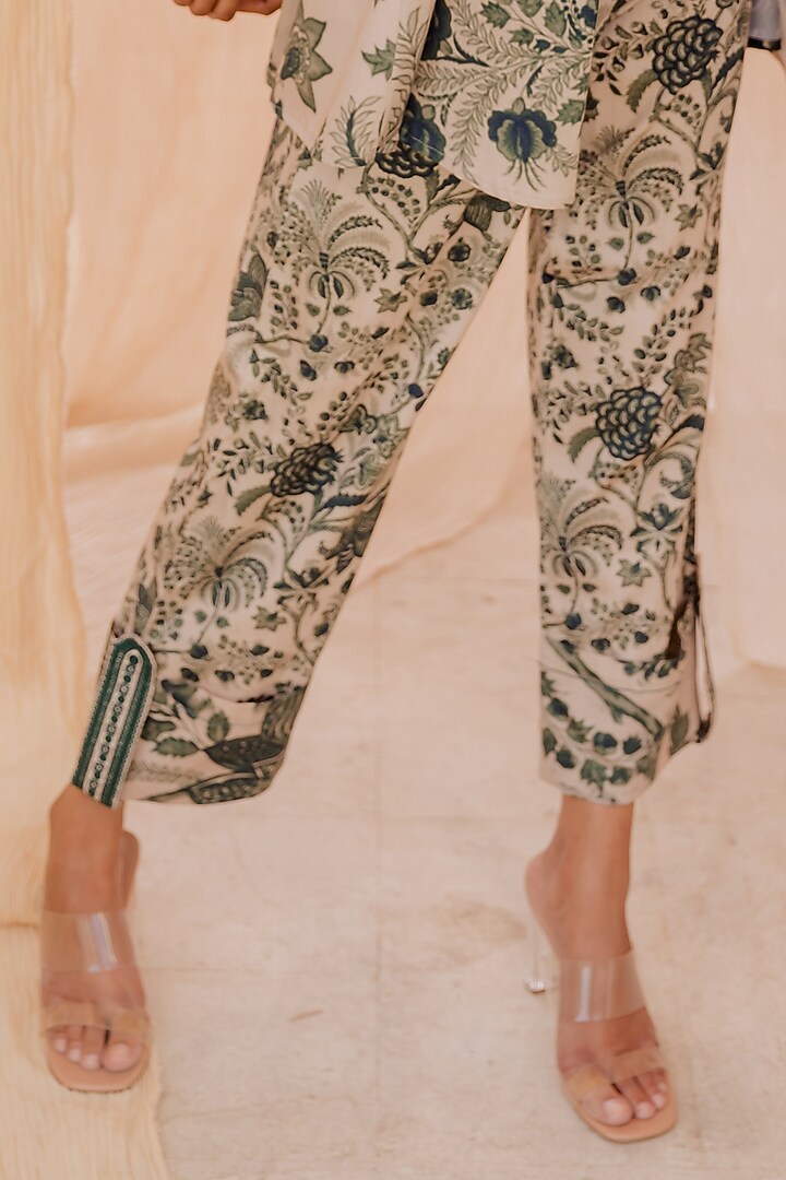 Green Printed Jacket Set by Pooja & Keyur at Pernia's Pop Up Shop