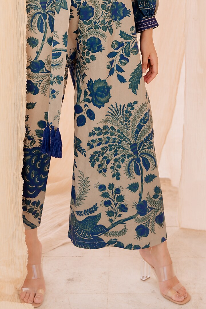Blue Printed Jumpsuit by Pooja & Keyur at Pernia's Pop Up Shop