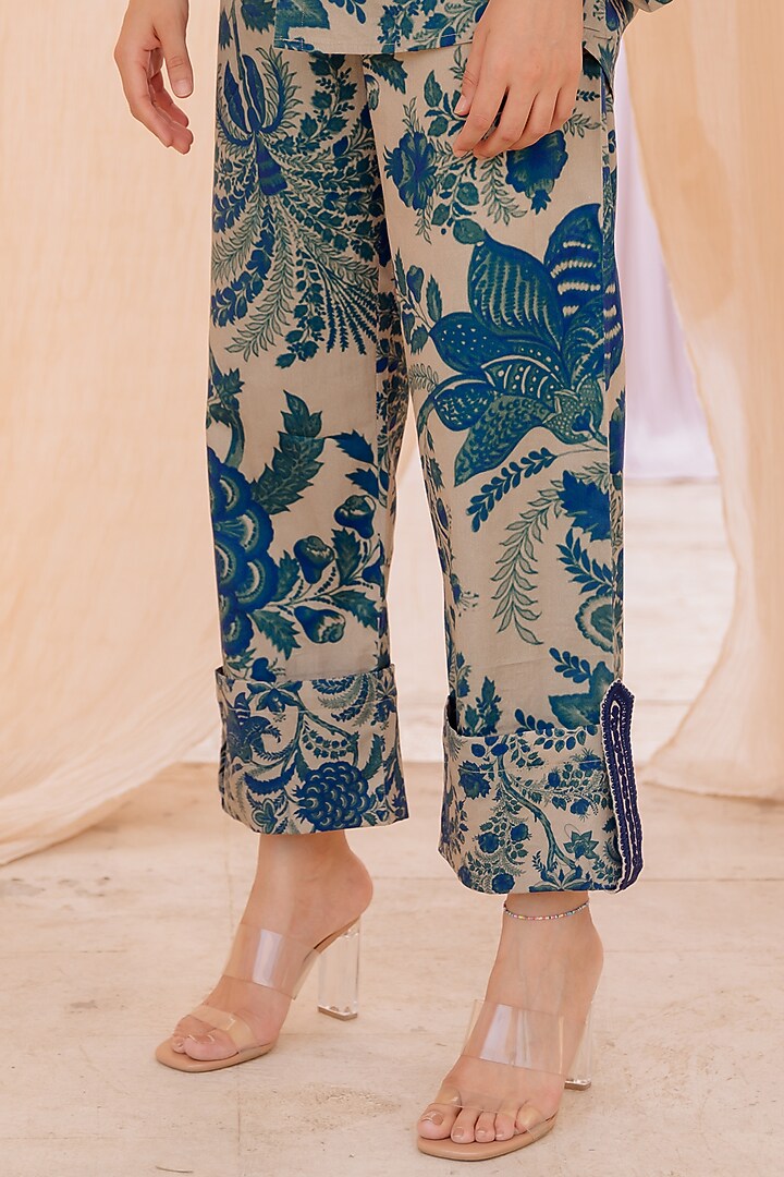 Blue Printed Co-Ord Set by Pooja & Keyur at Pernia's Pop Up Shop