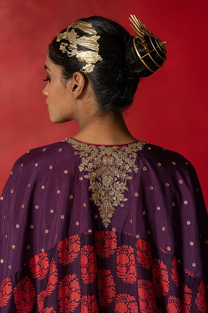 Purple Printed Kaftan Set by Pooja & Keyur at Pernia's Pop Up Shop