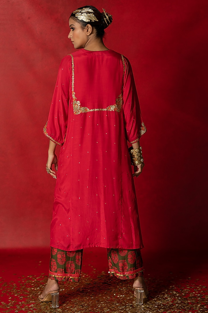 Rani Pink Printed Kurta Set by Pooja & Keyur at Pernia's Pop Up Shop
