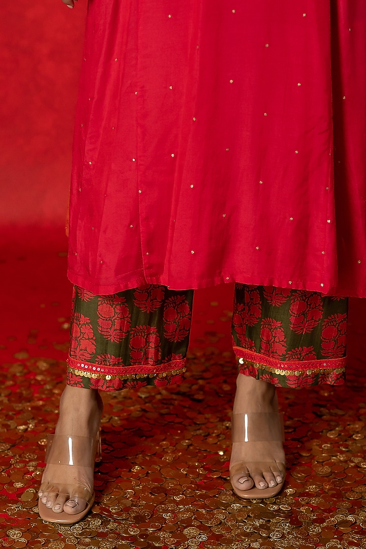 Rani Pink Printed Kurta Set by Pooja & Keyur at Pernia's Pop Up Shop