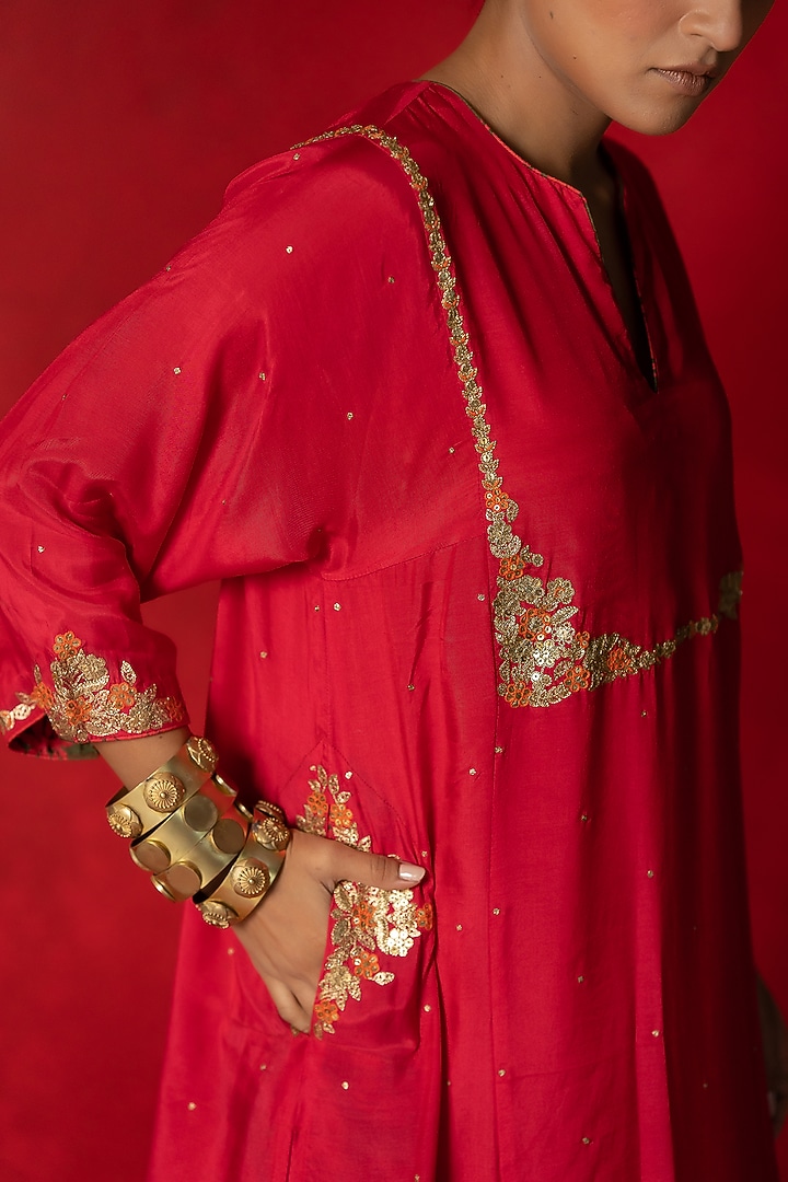 Rani Pink Printed Kurta Set by Pooja & Keyur at Pernia's Pop Up Shop