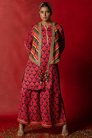 Purple Printed Kurta Set by Pooja & Keyur