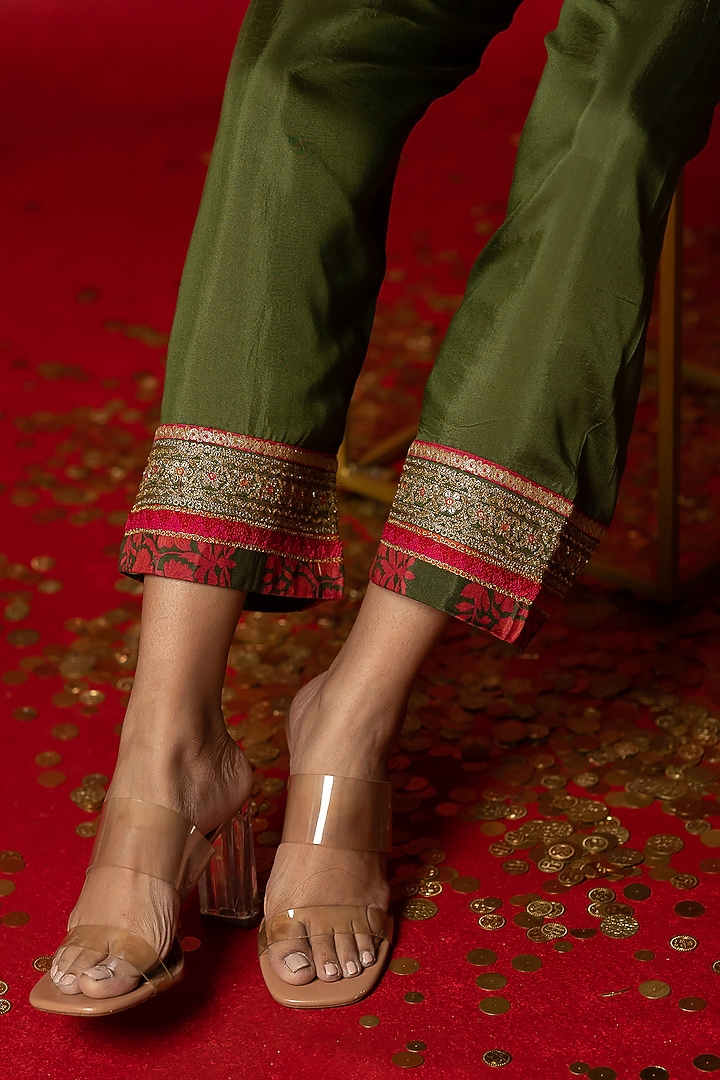 Olive Green Printed Co-Ord Set by Pooja & Keyur at Pernia's Pop Up Shop