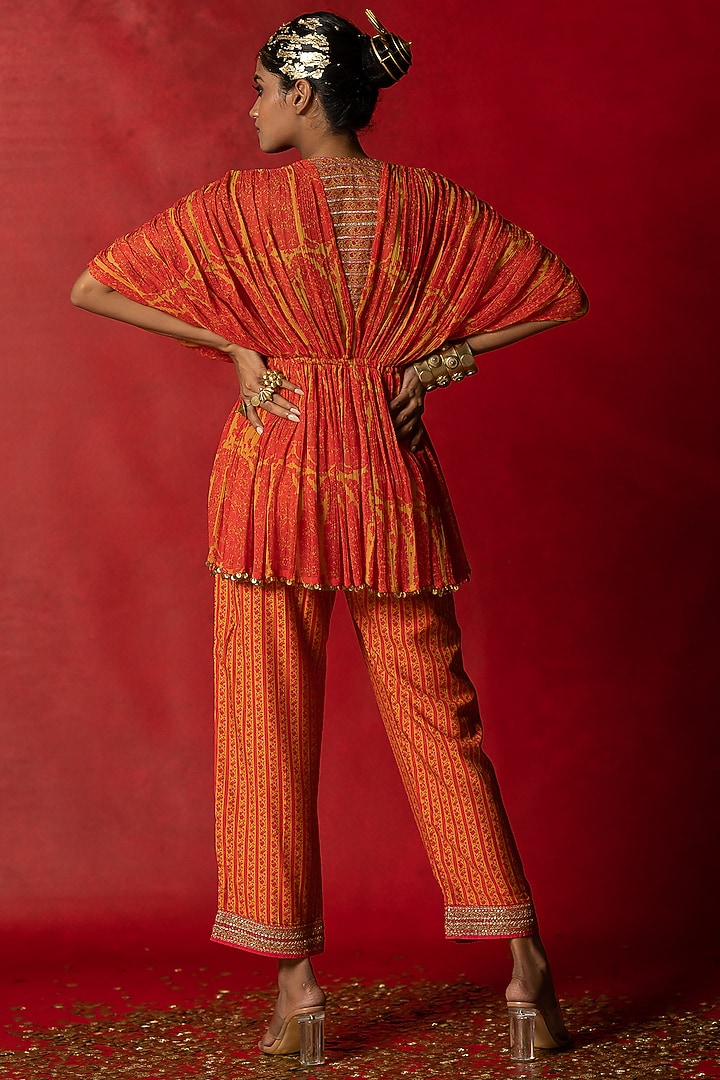 Yellow Printed Co-Ord Set by Pooja & Keyur at Pernia's Pop Up Shop