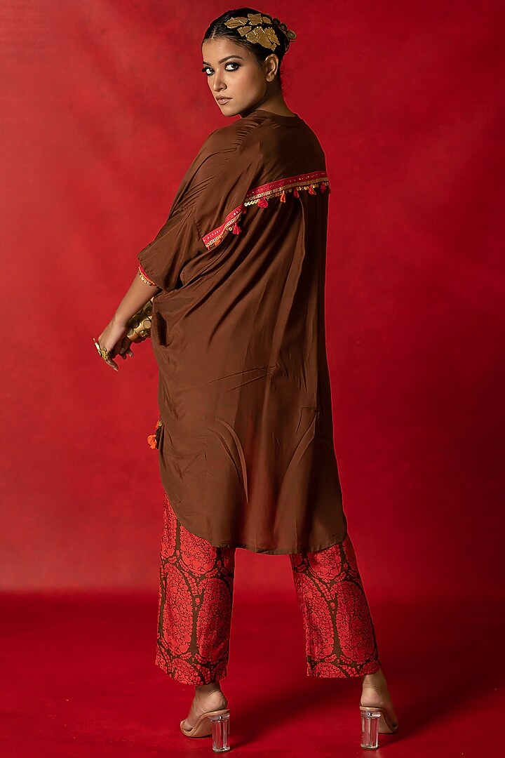 Brown Printed Co-Ord Set by Pooja & Keyur at Pernia's Pop Up Shop