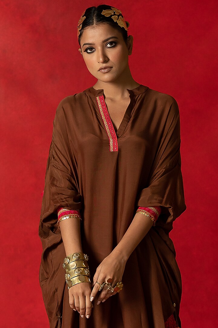 Brown Printed Co-Ord Set by Pooja & Keyur at Pernia's Pop Up Shop