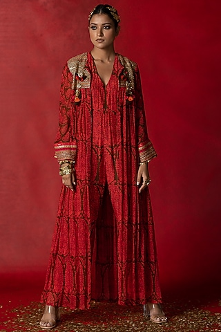 Brown Printed Jumpsuit by Pooja & Keyur