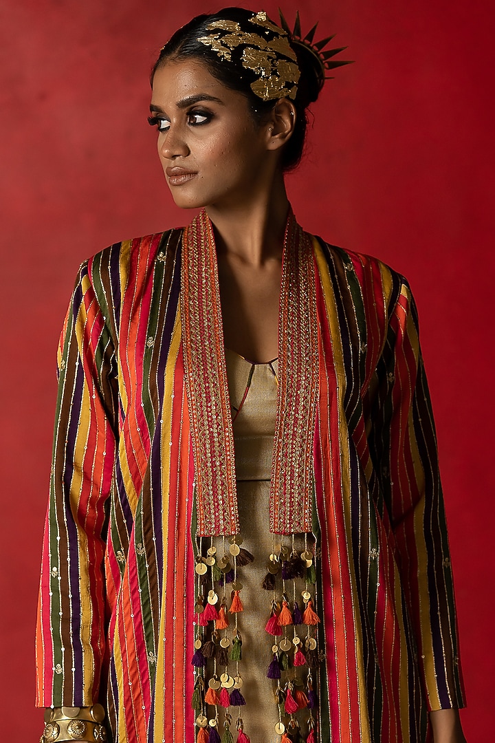 Multi-Colored Printed Jacket by Pooja & Keyur at Pernia's Pop Up Shop